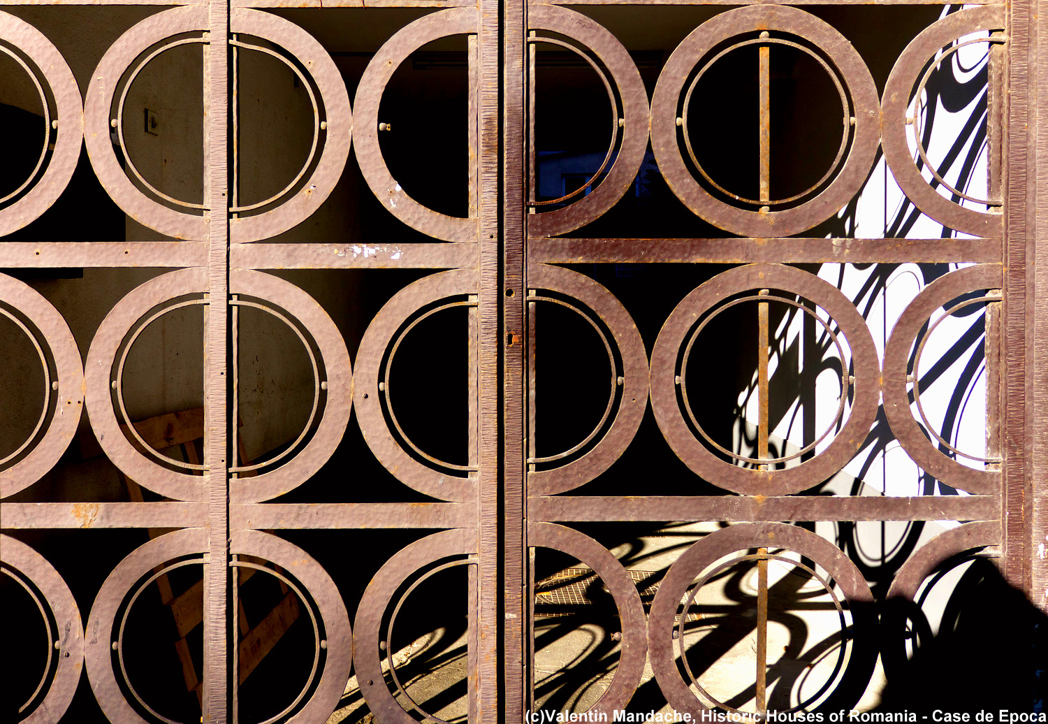 Art Deco style gate, dating from the mid 1930s, Piata Romana area, Bucharest